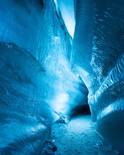The polar arctic Northern ice cave in Norway Svalbard in Longyearbyen city